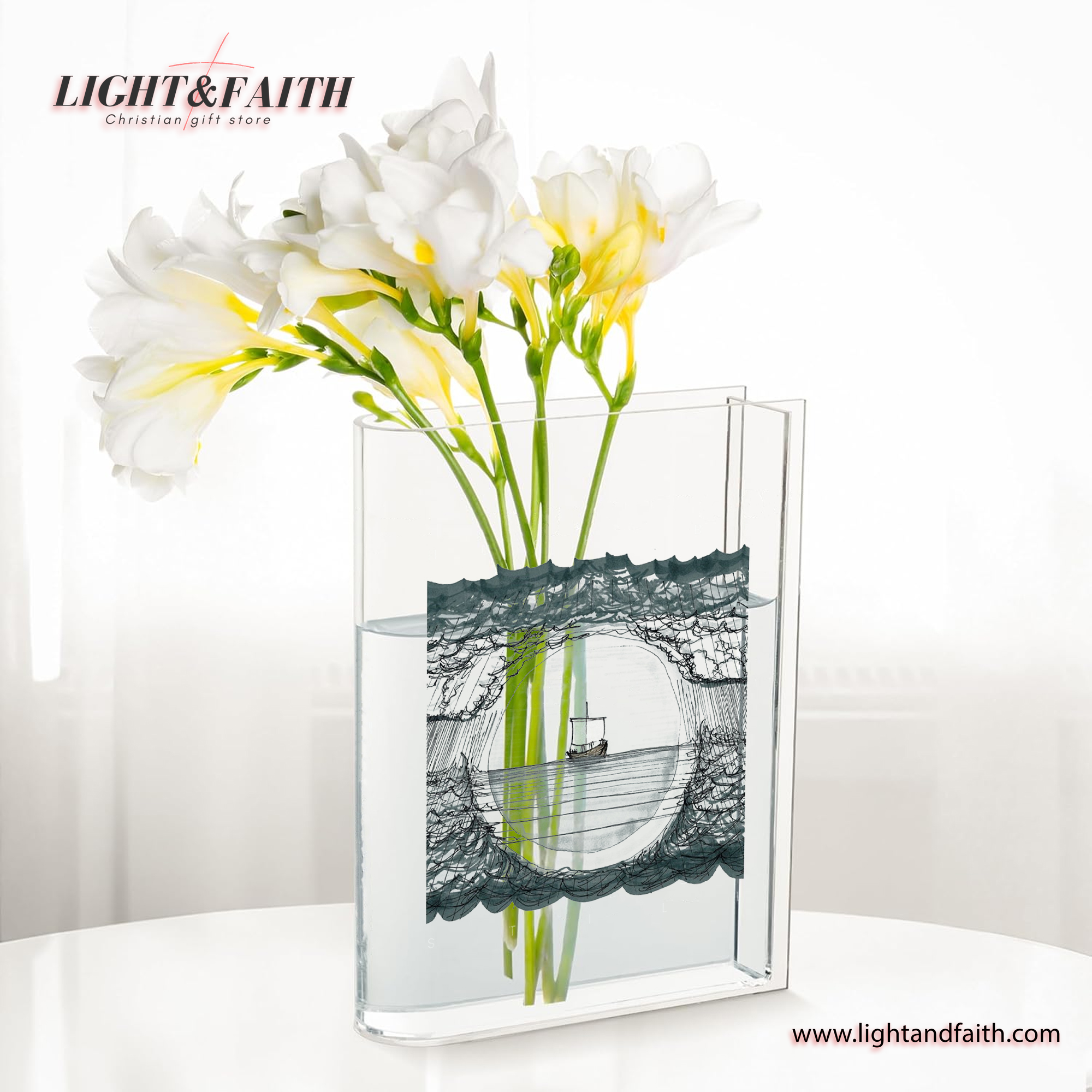 Hush Be Still Book Vase, Jesus Stills Sea Book Vase, Christian Book Vase, Peace Be Still, Faith Book Vase, Bible Verse Book Shaped Flower Vase